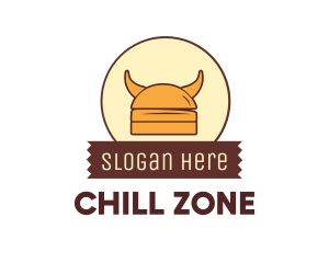 Viking Helmet Horn Burger Buns logo design