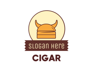 Viking Helmet Horn Burger Buns logo design