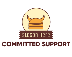 Viking Helmet Horn Burger Buns logo design