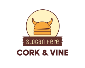 Viking Helmet Horn Burger Buns logo design