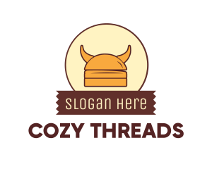 Viking Helmet Horn Burger Buns logo design