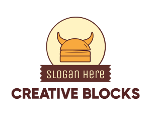 Viking Helmet Horn Burger Buns logo design