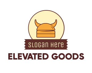 Viking Helmet Horn Burger Buns logo design