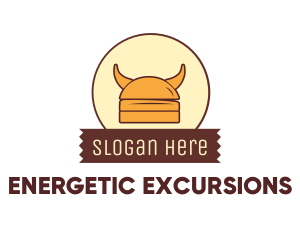 Viking Helmet Horn Burger Buns logo design