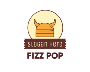 Viking Helmet Horn Burger Buns logo design