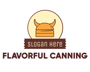 Viking Helmet Horn Burger Buns logo design