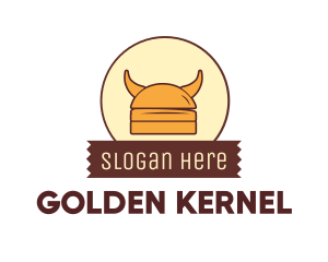 Viking Helmet Horn Burger Buns logo design