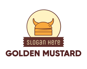 Viking Helmet Horn Burger Buns logo design