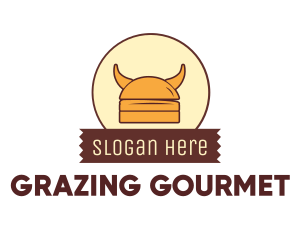 Viking Helmet Horn Burger Buns logo design