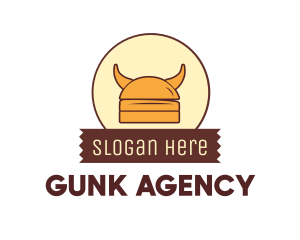 Viking Helmet Horn Burger Buns logo design