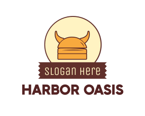 Viking Helmet Horn Burger Buns logo design