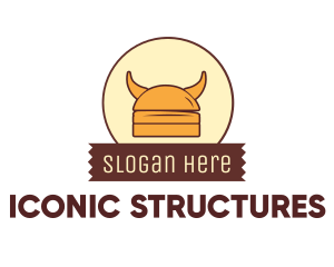 Viking Helmet Horn Burger Buns logo design