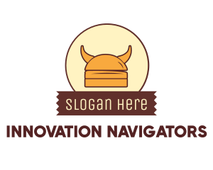 Viking Helmet Horn Burger Buns logo design