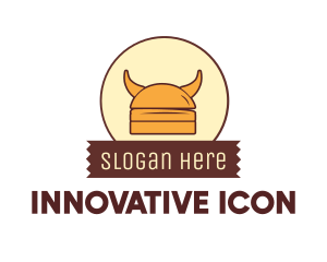 Viking Helmet Horn Burger Buns logo design