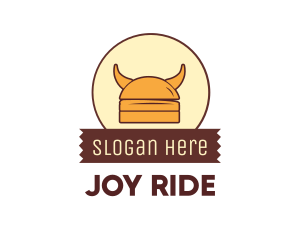 Viking Helmet Horn Burger Buns logo design