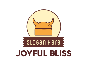 Viking Helmet Horn Burger Buns logo design