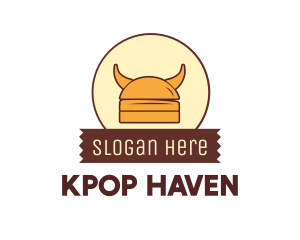 Viking Helmet Horn Burger Buns logo design