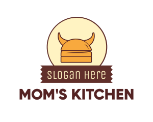 Viking Helmet Horn Burger Buns logo design