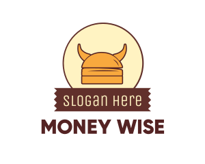 Viking Helmet Horn Burger Buns logo design