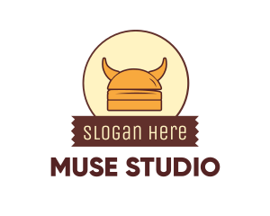 Viking Helmet Horn Burger Buns logo design