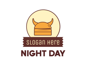 Viking Helmet Horn Burger Buns logo design