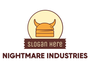 Viking Helmet Horn Burger Buns logo design