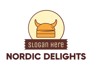 Viking Helmet Horn Burger Buns logo design