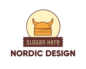 Viking Helmet Horn Burger Buns logo design