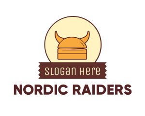 Viking Helmet Horn Burger Buns logo design