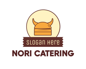 Viking Helmet Horn Burger Buns logo design