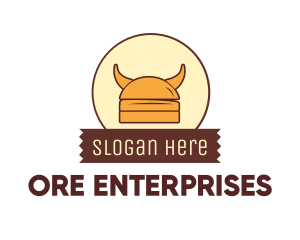 Viking Helmet Horn Burger Buns logo design