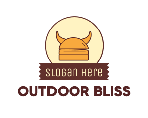 Viking Helmet Horn Burger Buns logo design