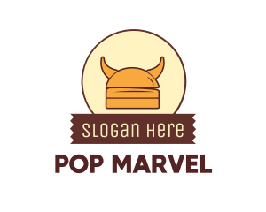 Viking Helmet Horn Burger Buns logo design