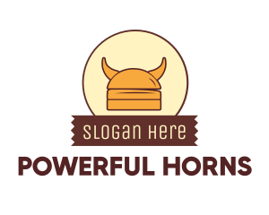 Viking Helmet Horn Burger Buns logo design