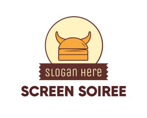 Viking Helmet Horn Burger Buns logo design