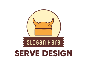 Viking Helmet Horn Burger Buns logo design