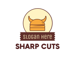 Viking Helmet Horn Burger Buns logo design