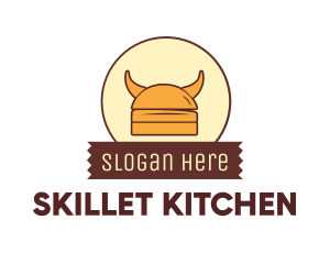 Viking Helmet Horn Burger Buns logo design