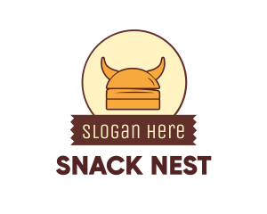 Viking Helmet Horn Burger Buns logo design