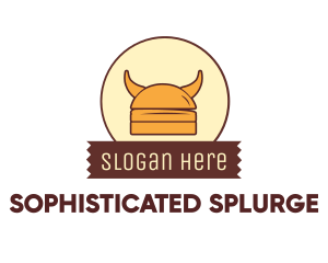 Viking Helmet Horn Burger Buns logo design