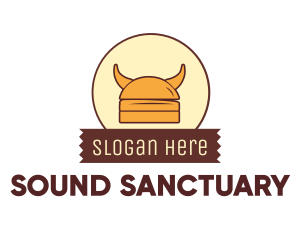 Viking Helmet Horn Burger Buns logo design