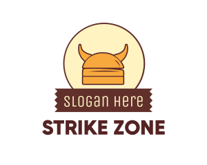 Viking Helmet Horn Burger Buns logo design