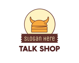 Viking Helmet Horn Burger Buns logo design