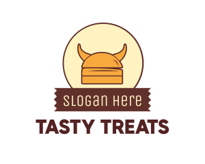 Viking Helmet Horn Burger Buns logo design