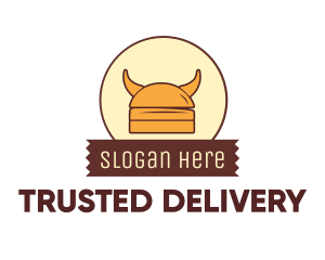 Viking Helmet Horn Burger Buns logo design