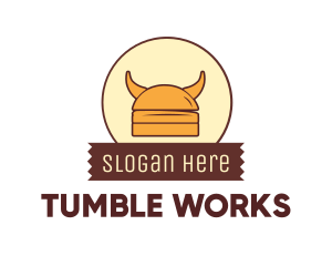 Viking Helmet Horn Burger Buns logo design