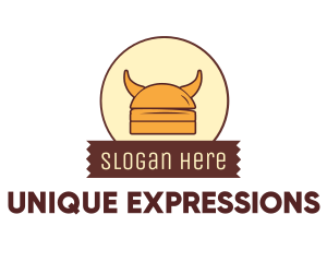 Viking Helmet Horn Burger Buns logo design