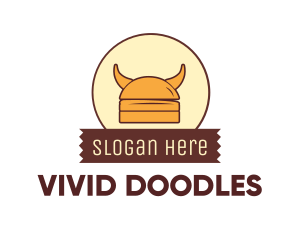 Viking Helmet Horn Burger Buns logo design