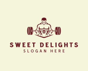 Weightlifter Muscle Workout Logo