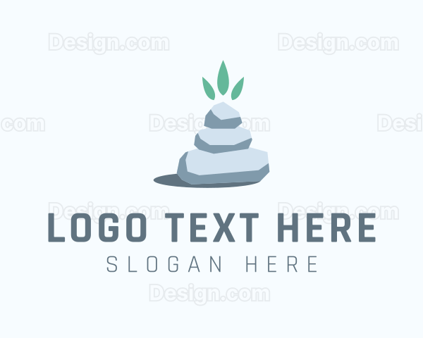 Wellness Stone Stack Leaf Logo